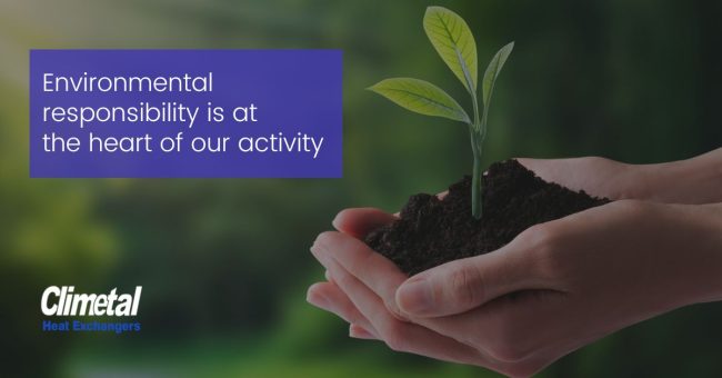 Microchannel and the Ecological Transition Hands holding soil with a young green plant — Climetal promoting sustainable HVAC and environmental responsibility.