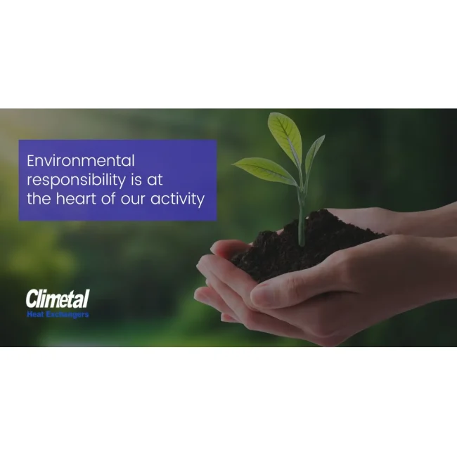 Hands holding soil with a young green plant — Climetal promoting sustainable HVAC and environmental responsibility.