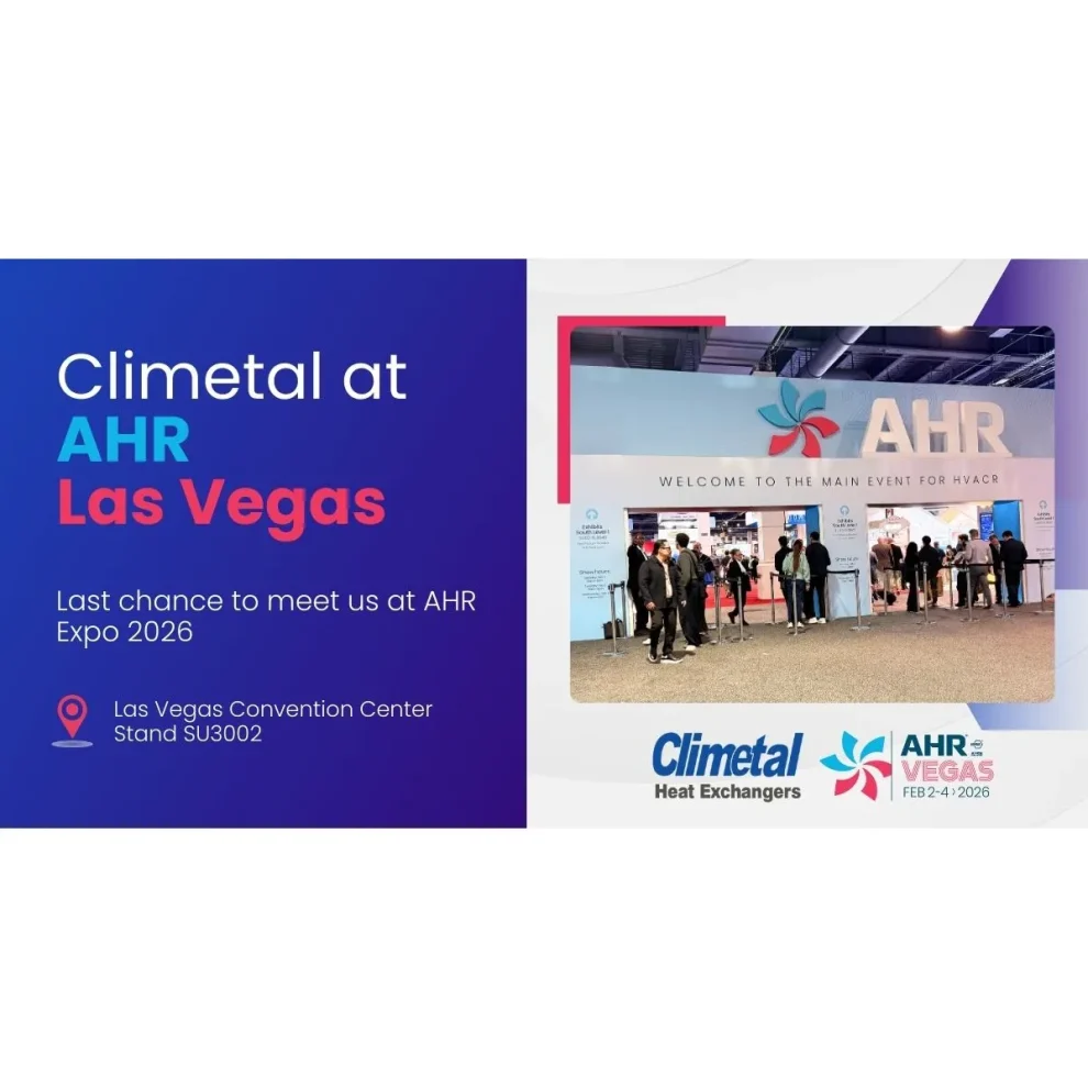 Climetal stand at AHR Expo Las Vegas 2026 – microchannel heat exchangers, HVAC, CO₂-ready solutions, Las Vegas Convention Center