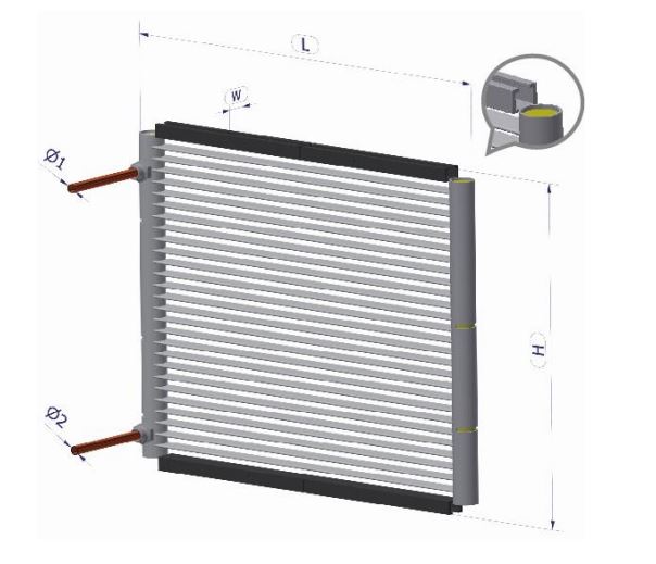 T11162N microchannel condenser dimensions diagram