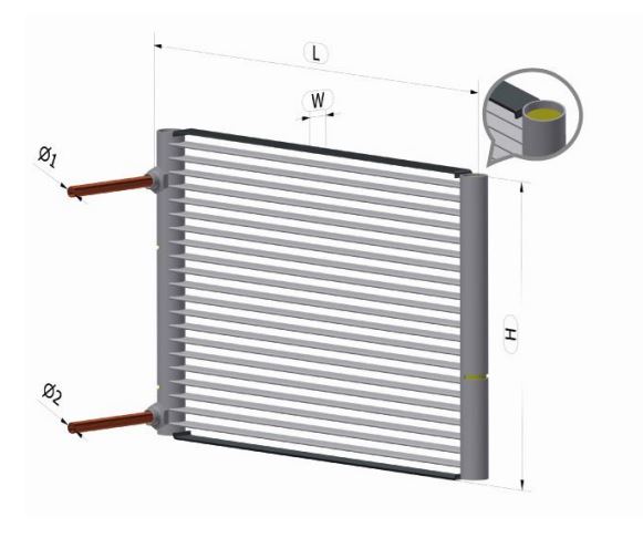 T11168N microchannel condenser dimensions diagram